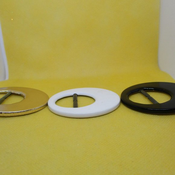 VTG 1980s Faux Leather & Silver Tone Metal Belt Buckle - Picture 3 of 7